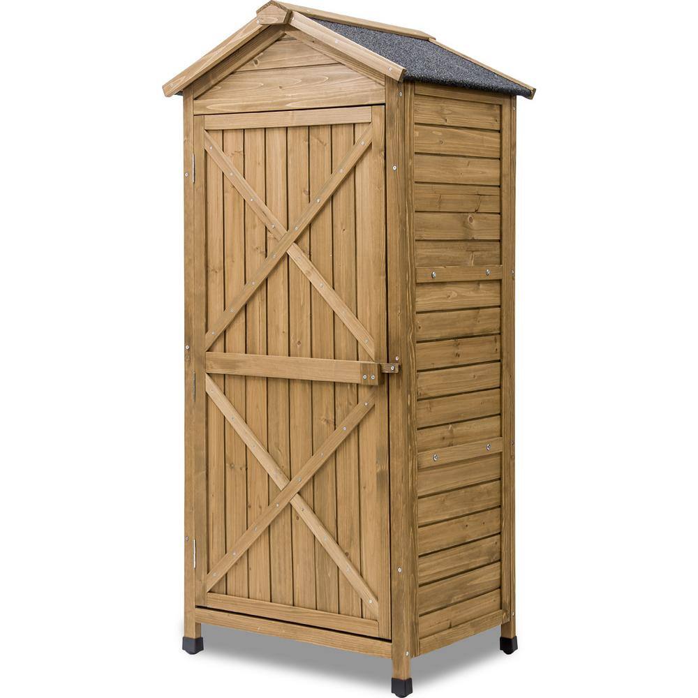 Tunearary 2.1 ft. W x 1.5 ft. D Brown Outdoor Wooden Storage Sheds Lockers with Workstation, 3.5 sq. ft.