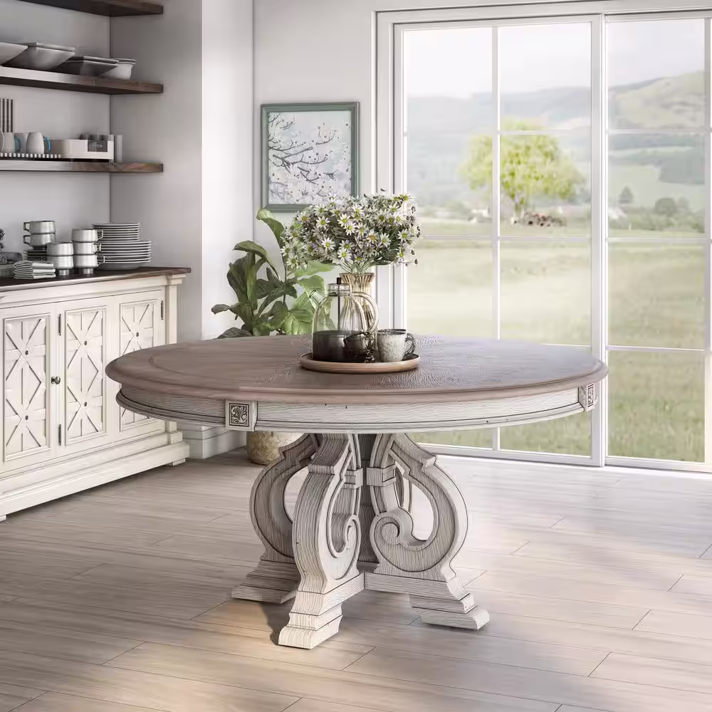 Furniture of America Willadeene Antique White Round Dining Table