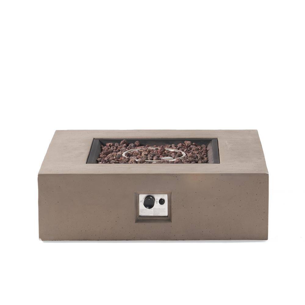 Noble House Mayfair Light Gray Square Stone Fire Pit (No Tank Holder)