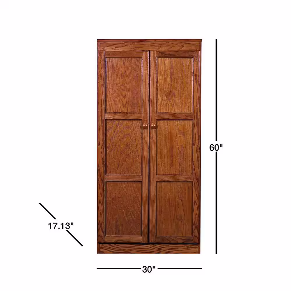 Concepts In Wood 60 in. Oak Wood 4-shelf Standard Bookcase with Adjustable Shelves