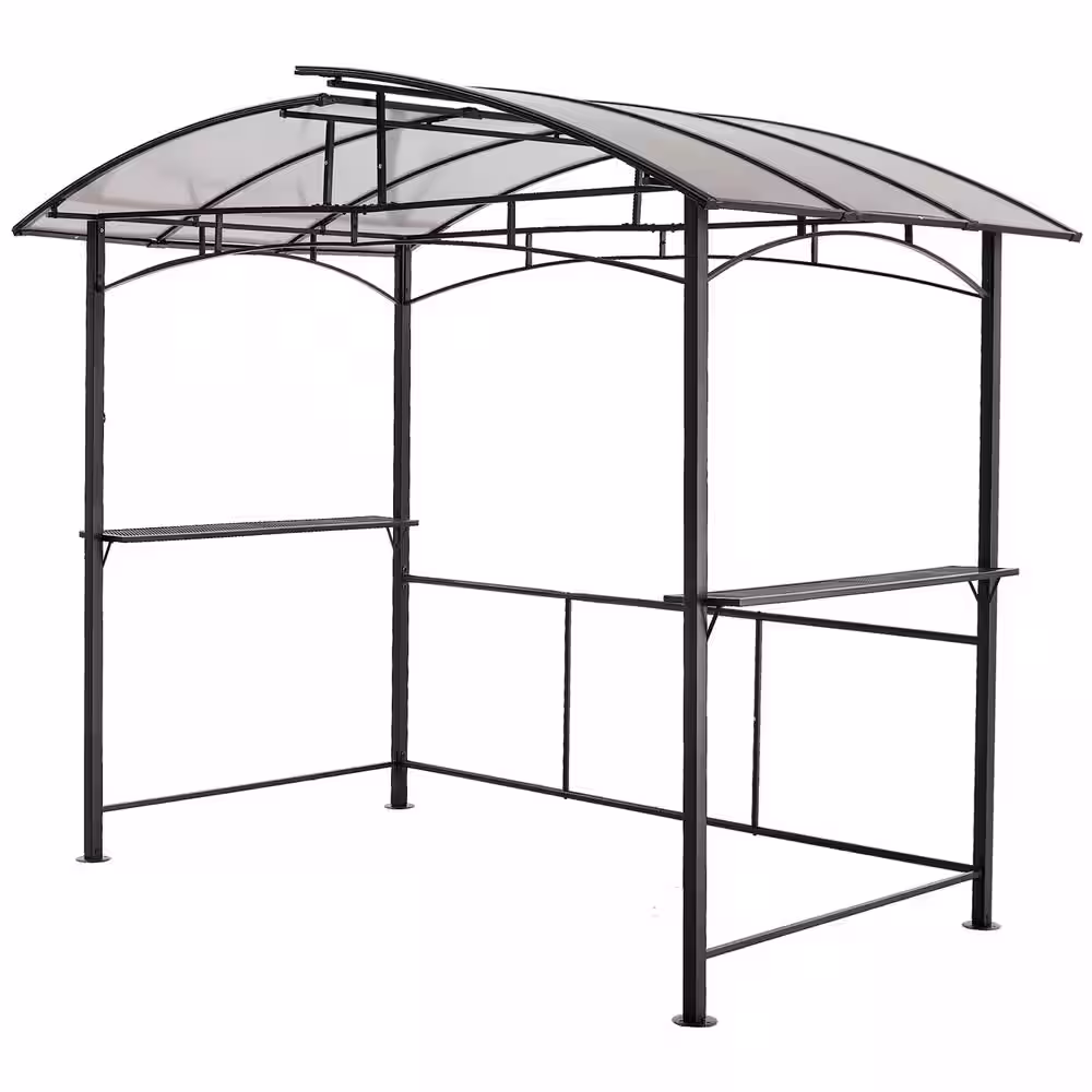 None 5 ft. x 8 ft. Grill Gazebo Outdoor Patio Canopy, BBQ Shelter with Steel Hardtop and Side Shelves