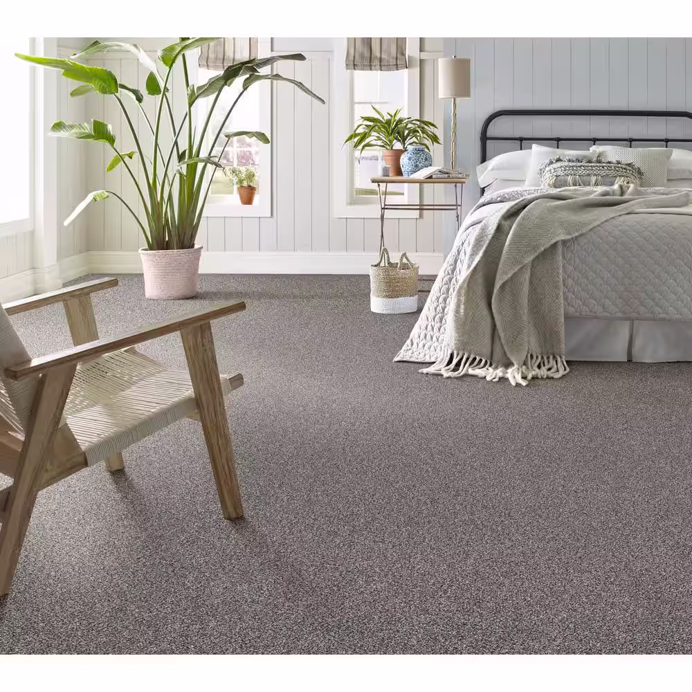 Home Decorators Collection Columbus II - Armor - Gray 74.9 oz. SD Polyester Texture Installed Carpet