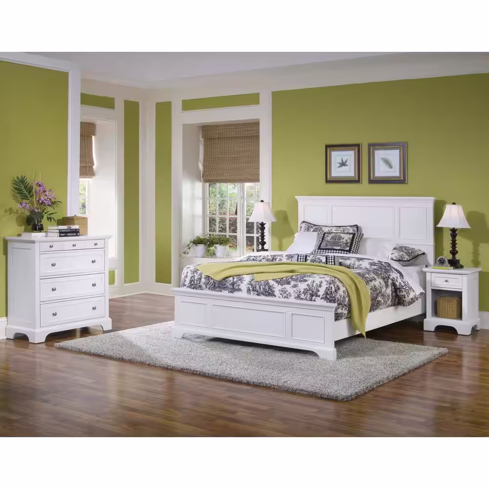 HOMESTYLES Naples 3-Piece White Queen Bedroom Set