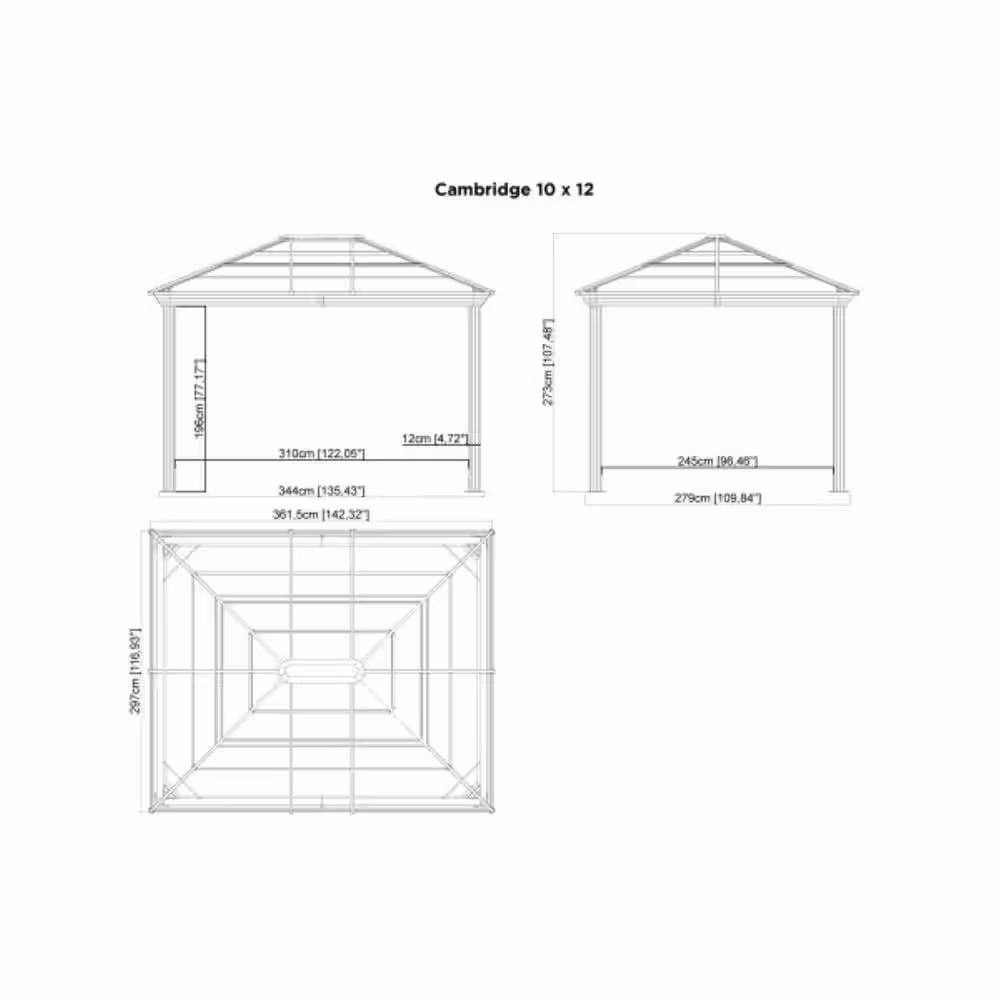 Sojag Cambridge 10 ft. x 12 ft. Dark Grey Insulated Roof Rustproof Aluminum Framed Gazebo