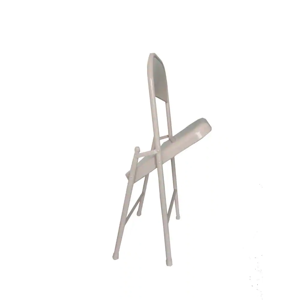 None Beige Metal Stackable Folding Chairs