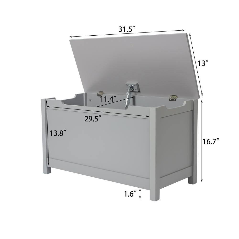 Tidoin 28 Gal. Gray Rectangle Indoor Storage Box with Safety Hinged Lid