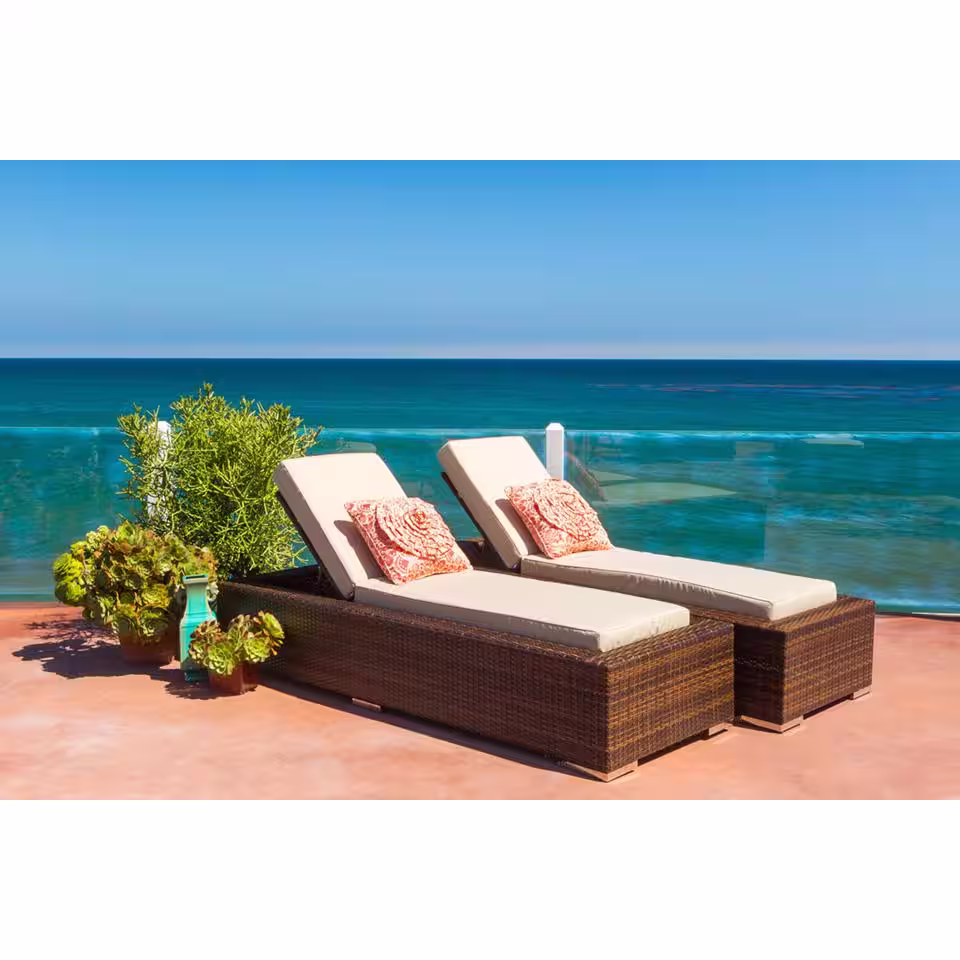 Ohana Depot Black 20-Piece Wicker Patio Combo Conversation Set with Sunbrella Natural Cushions