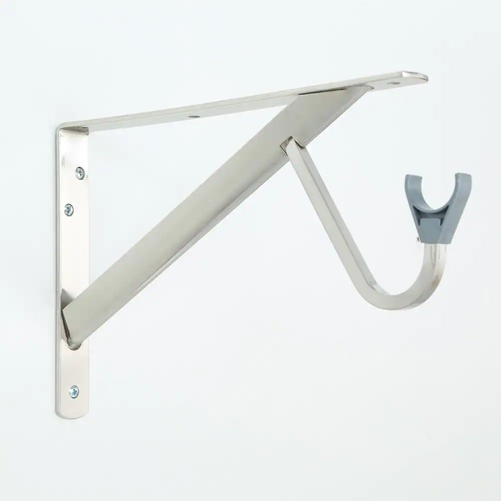 Everbilt 8 in. x 12.4 in. x 1.05 in. Brushed Nickel Heavy Duty Shelf and Rod Bracket