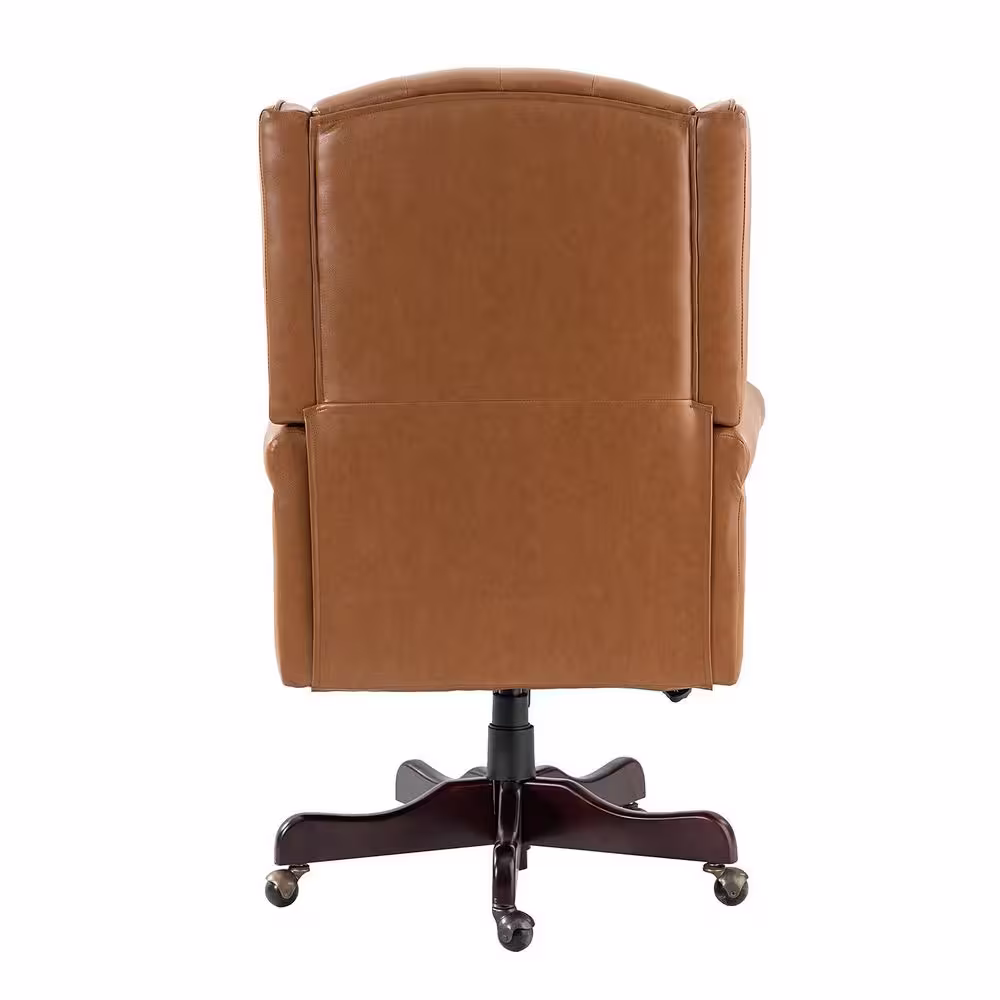 JAYDEN CREATION Micaela Camel Swivel Executive Chair with Nailhead Trim