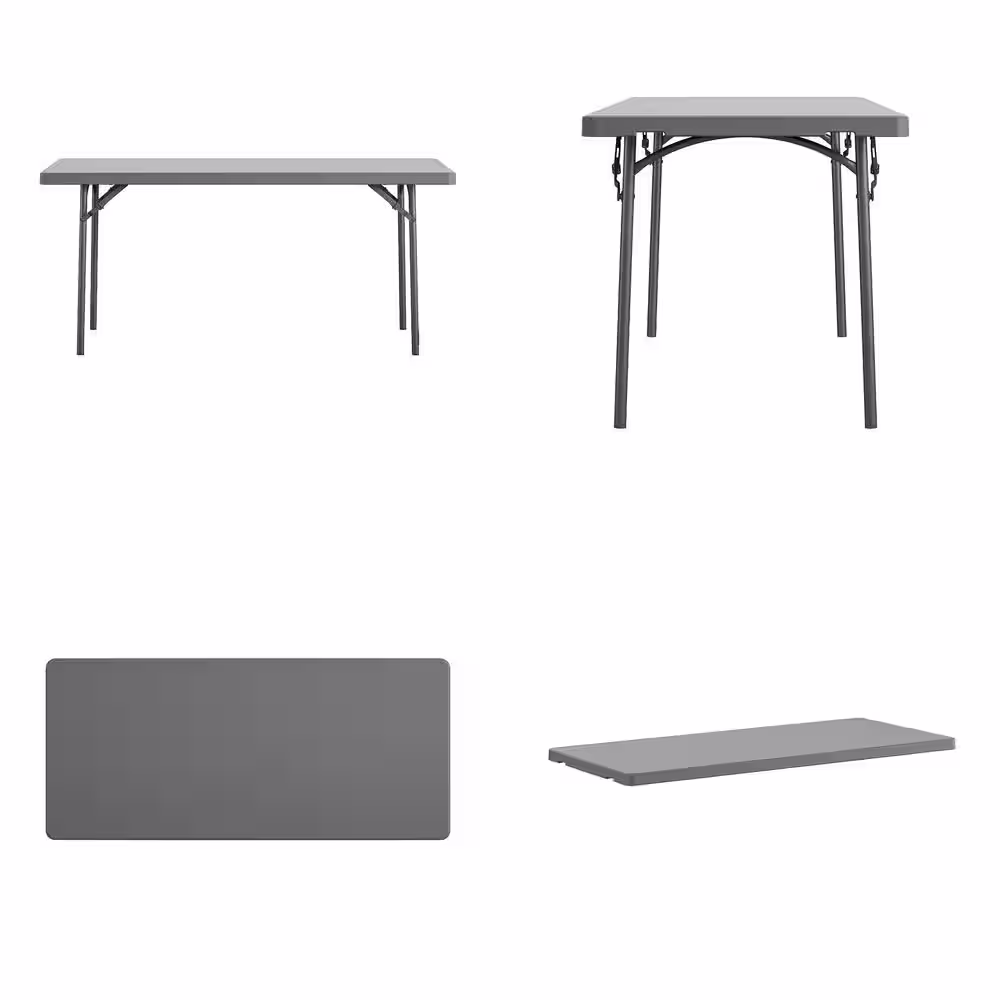 None 5 in. Commercial Blow Mold Folding Table, Gray