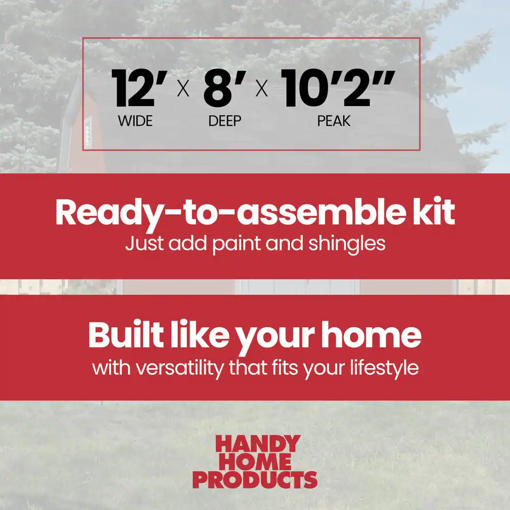 Handy Home Products Briarwood Do-It-Yourself 12 ft. x 8 ft. Backyard Barn Style Wood Storage Shed with treated Floor system (96 sq. ft.)