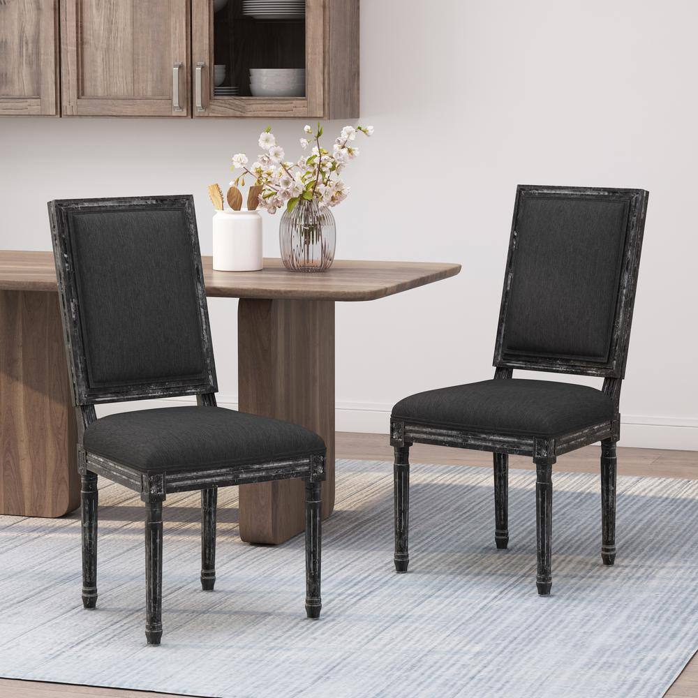 Noble House Robin Black and Gray Side Chair (Set of 2)