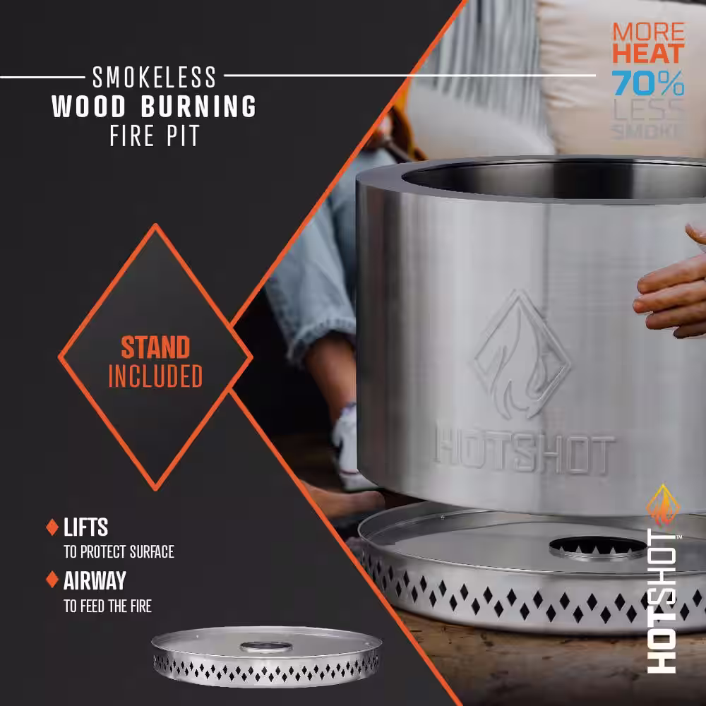 HotShot Homestead Low Smoke 25 in. Round Wood-Burning Fire Pit in Denali Black with Cover