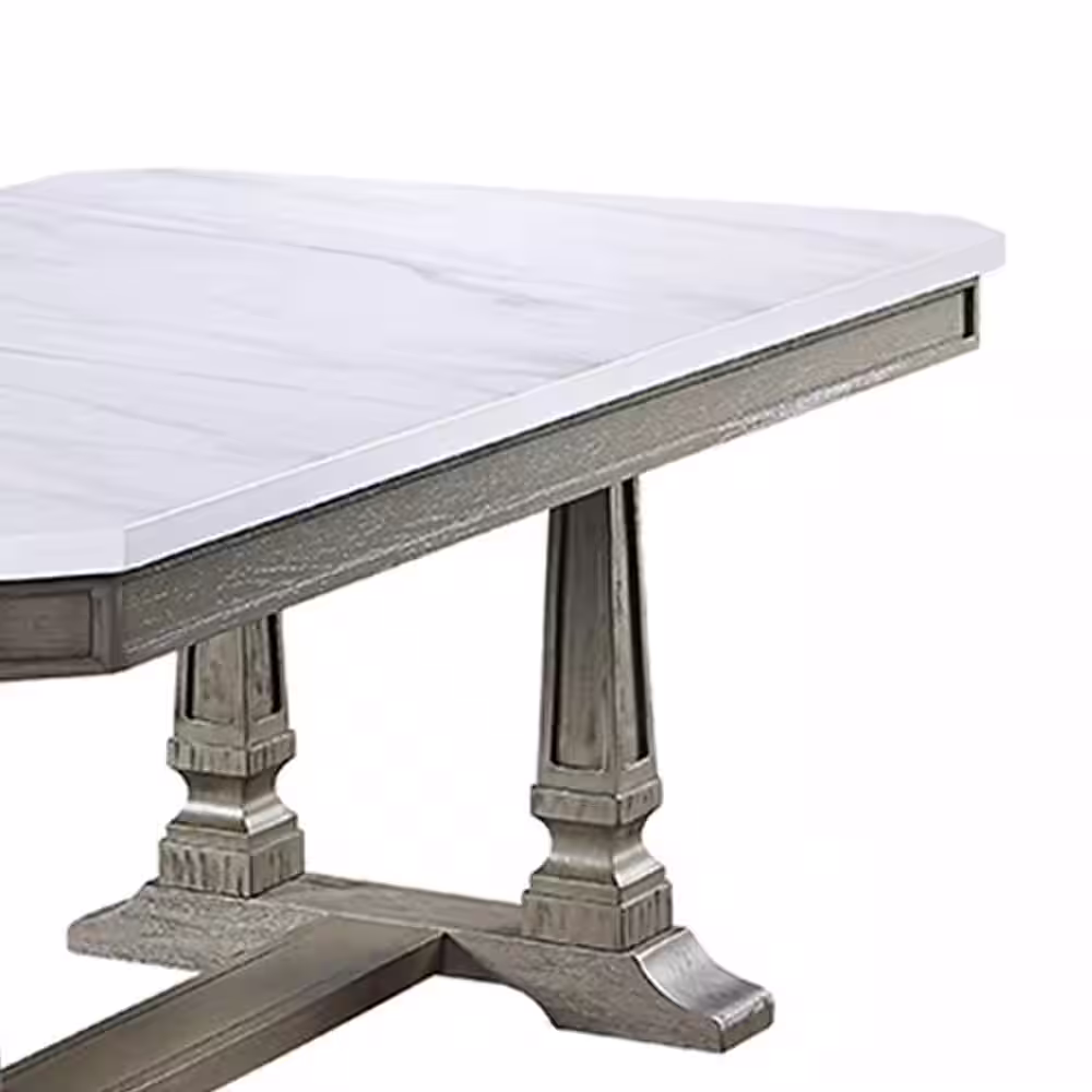 Acme Furniture Zumala Dining Table in Marble & Weathered Oak Finish