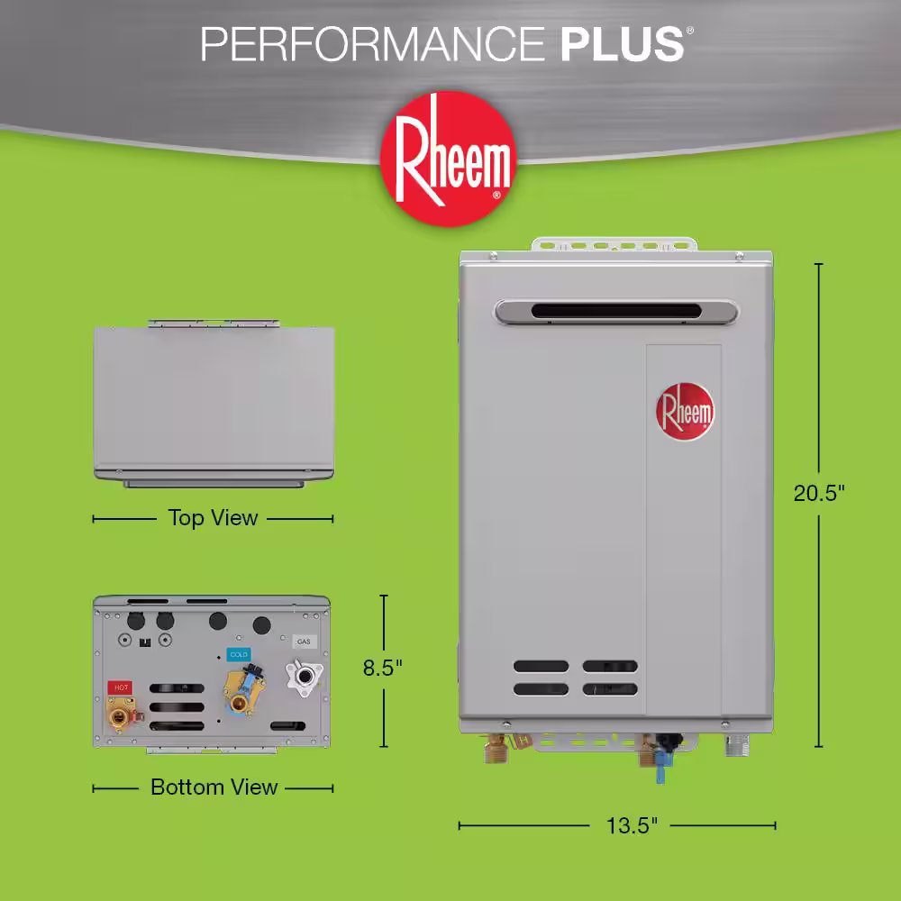 Rheem Performance Plus 9.5 GPM Liquid Propane Outdoor Smart Tankless Water Heater