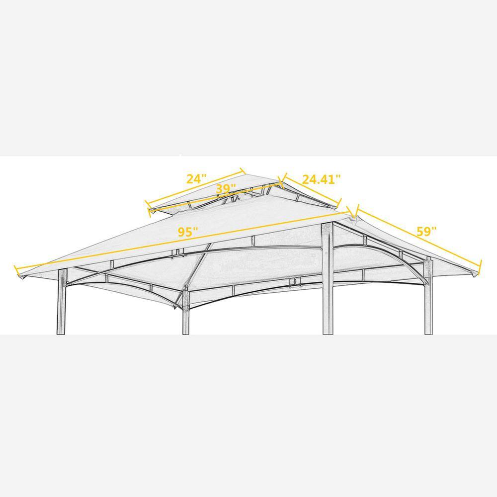 wetiny 8 ft. x 5 ft. Burgundy Grill Gazebo Replacement Canopy, Double Tiered BBQ Tent Roof Top Cover