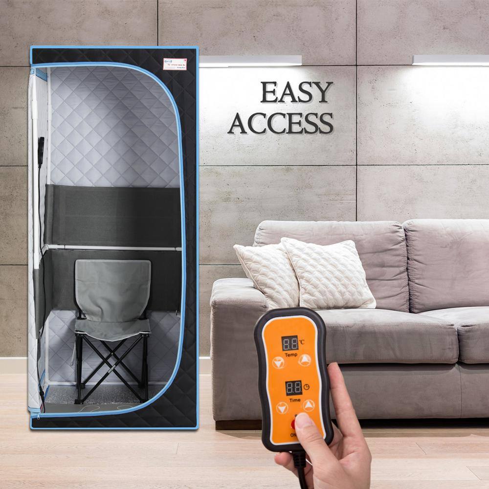 None 1-Person Full Size Black Infrared Sauna Tent for Spa Detox at Home PVC Pipe Connector with FCC Certification