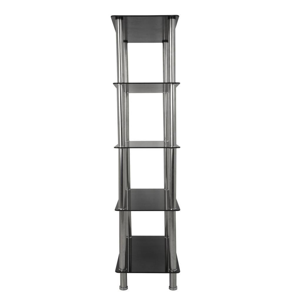 AVF Black & Chrome 5-Tier Metal Shelving Unit (28 in. W x 57 in. H x 14 in. D)