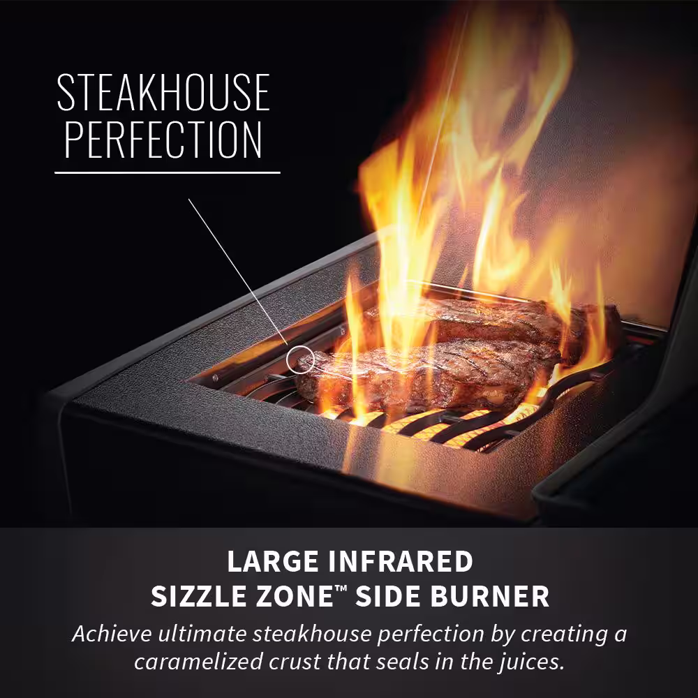 NAPOLEON Rogue 3-Burner Propane Gas Grill with Infrared Side Burner in Black