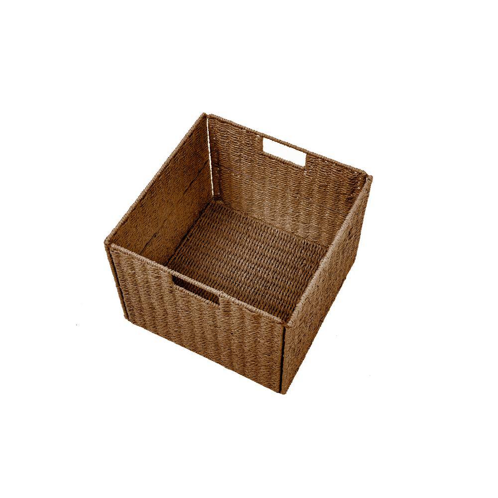 Trademark Innovations 12 in. H x 12 in. W x 12 in. D Brown Wicker Cube Storage Bin