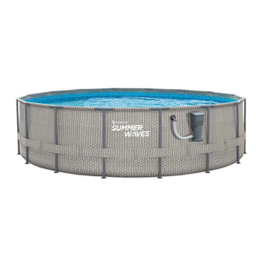 Summer Waves Active 16 ft. x 48 in. Above Ground Round Frame Swimming Pool Set with Pump