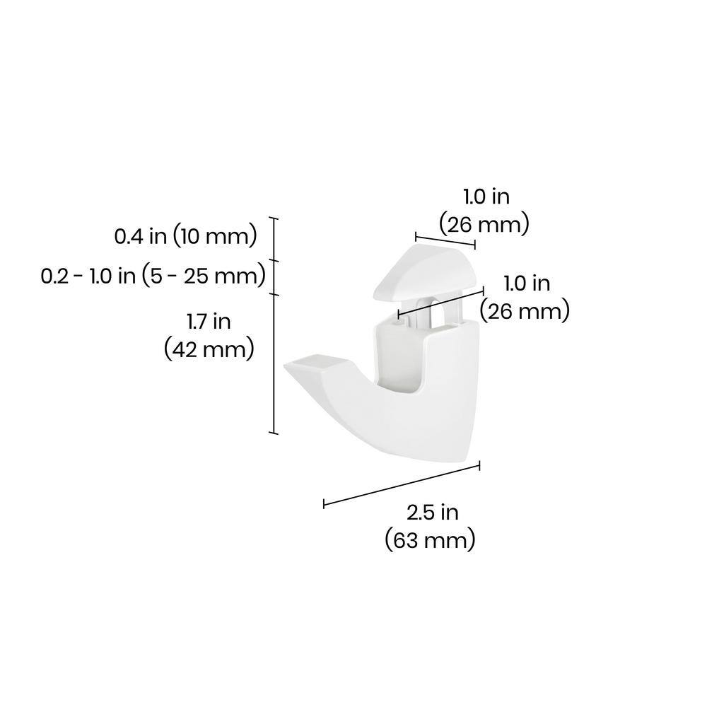 Dolle SCOOP Maxi 0.2 in.-1.6 in. White Adjustable Shelf Bracket (2-Pack)