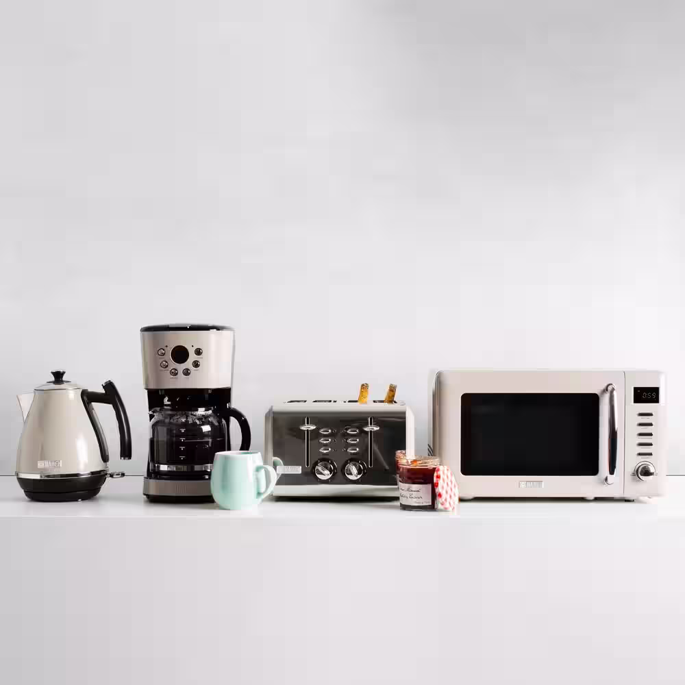 HADEN Cotswold 1.7 l 7-Cup Beige Stainless Steel Electric Kettle with Auto Shut-Off and Boil-Dry Protection