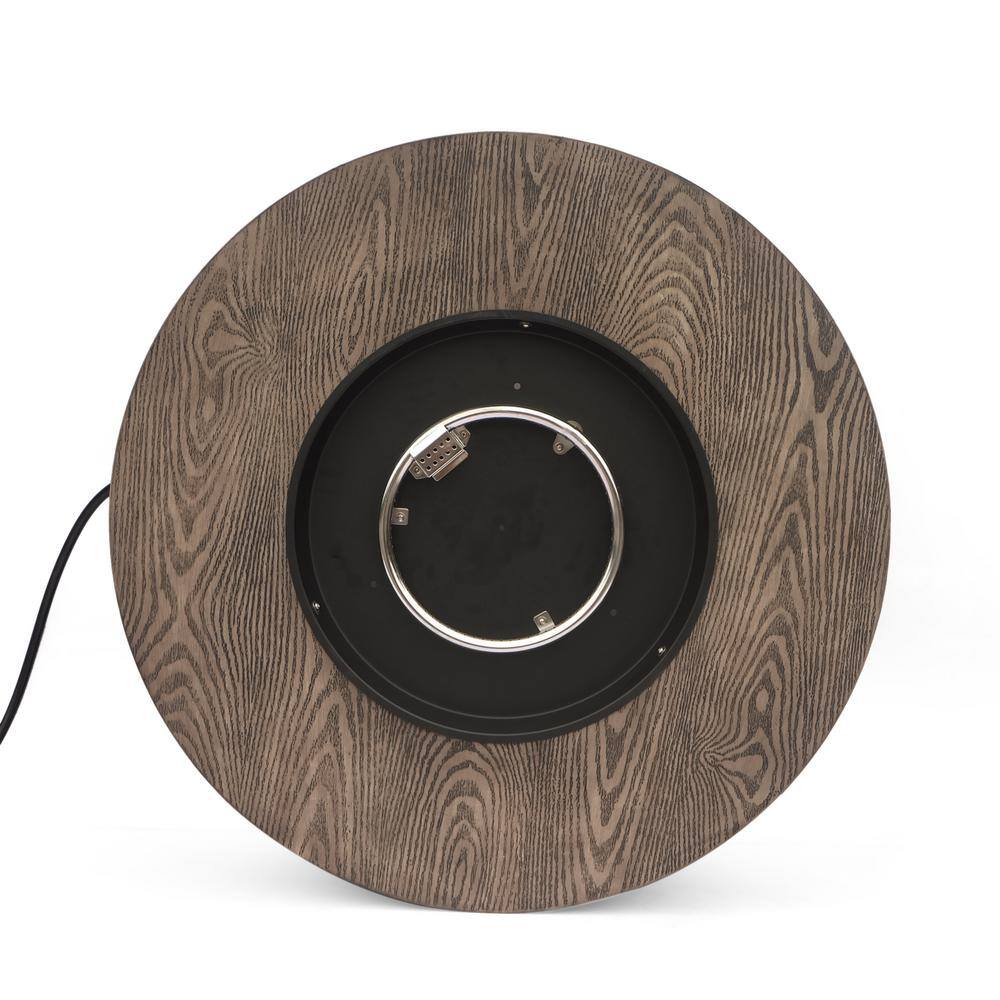 Noble House Midway Metal Brown Wood Pattern Round Fire Pit Table with Tank Holder