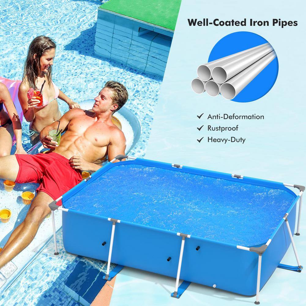 Alpulon 10 ft. x 6.7 ft. x 30 in. Rectangular Metal Frame Pool Above Ground Swimming Pool