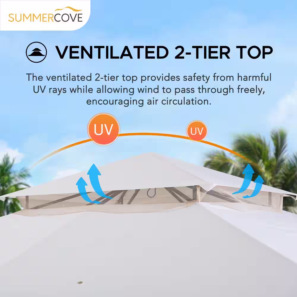 Sunjoy SummerCove Brook Park 11 ft. x 13 ft. White 2-tier Gazebo