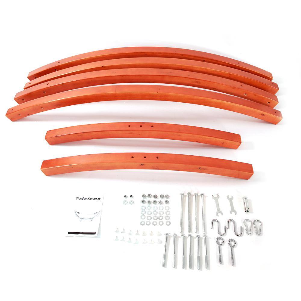 None 14 ft. Wooden Arc Hammock Stand Only in Yellow Amber