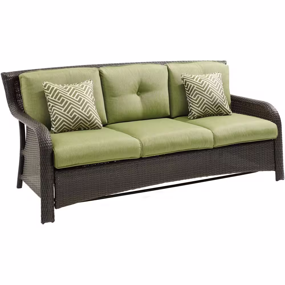 Hanover Strathmere 6-Piece Wicker Patio Conversation Set with Cilantro Green Cushions