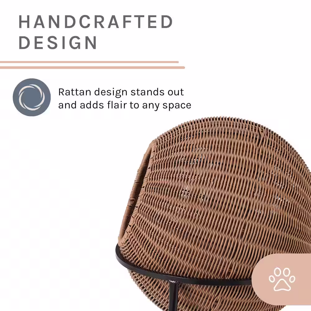 None Nala Medium Brown Wicker Cat Condo Bed