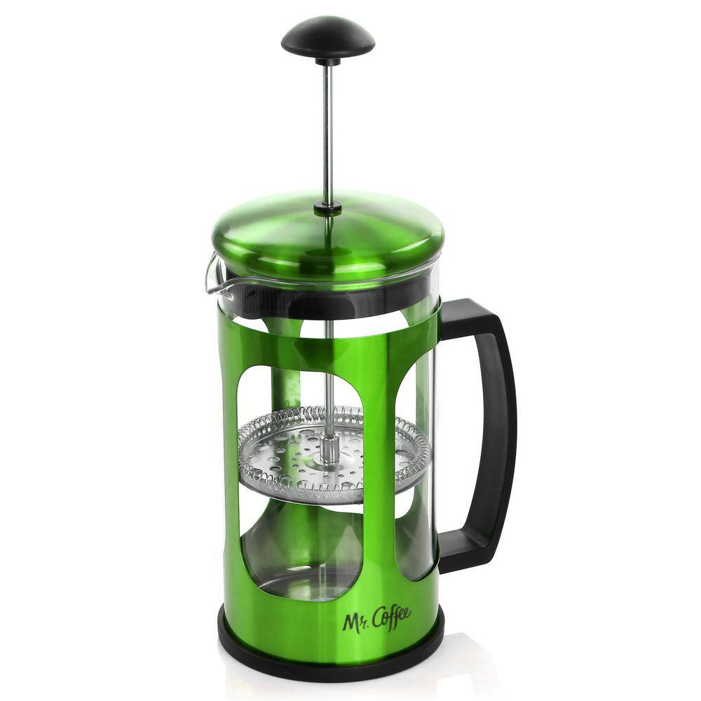 3 Cup Glass and Stainless Steel French Press Coffee Maker in Green