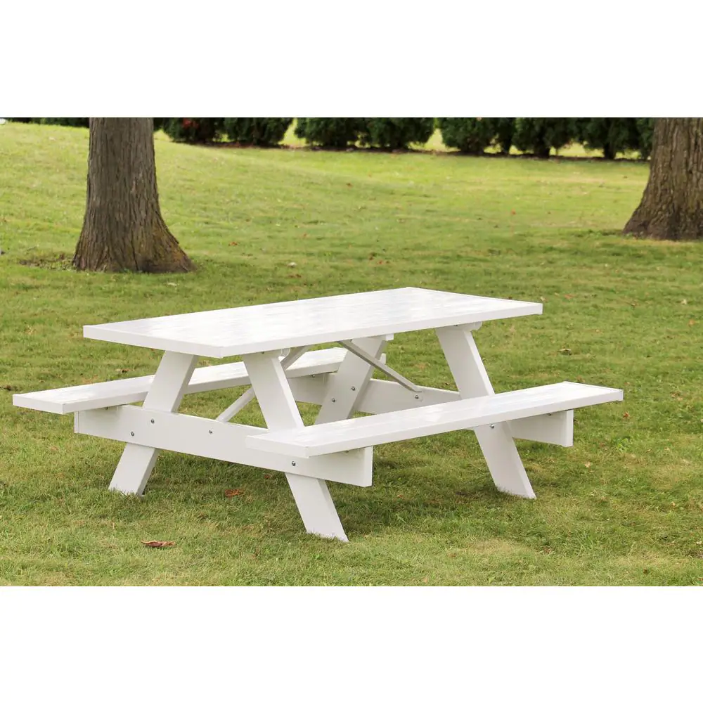 Dura-Trel 6 ft. White Vinyl Patio Picnic Table
