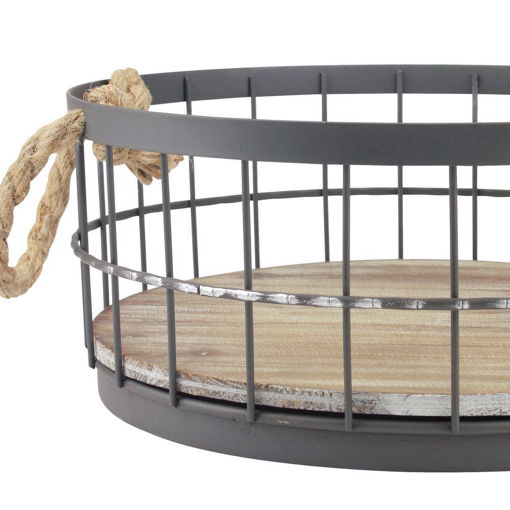 Stonebriar Collection 5.192 in. H x 14.567 in. W Silver Steel 1-Drawer Wide Mesh Wire Basket