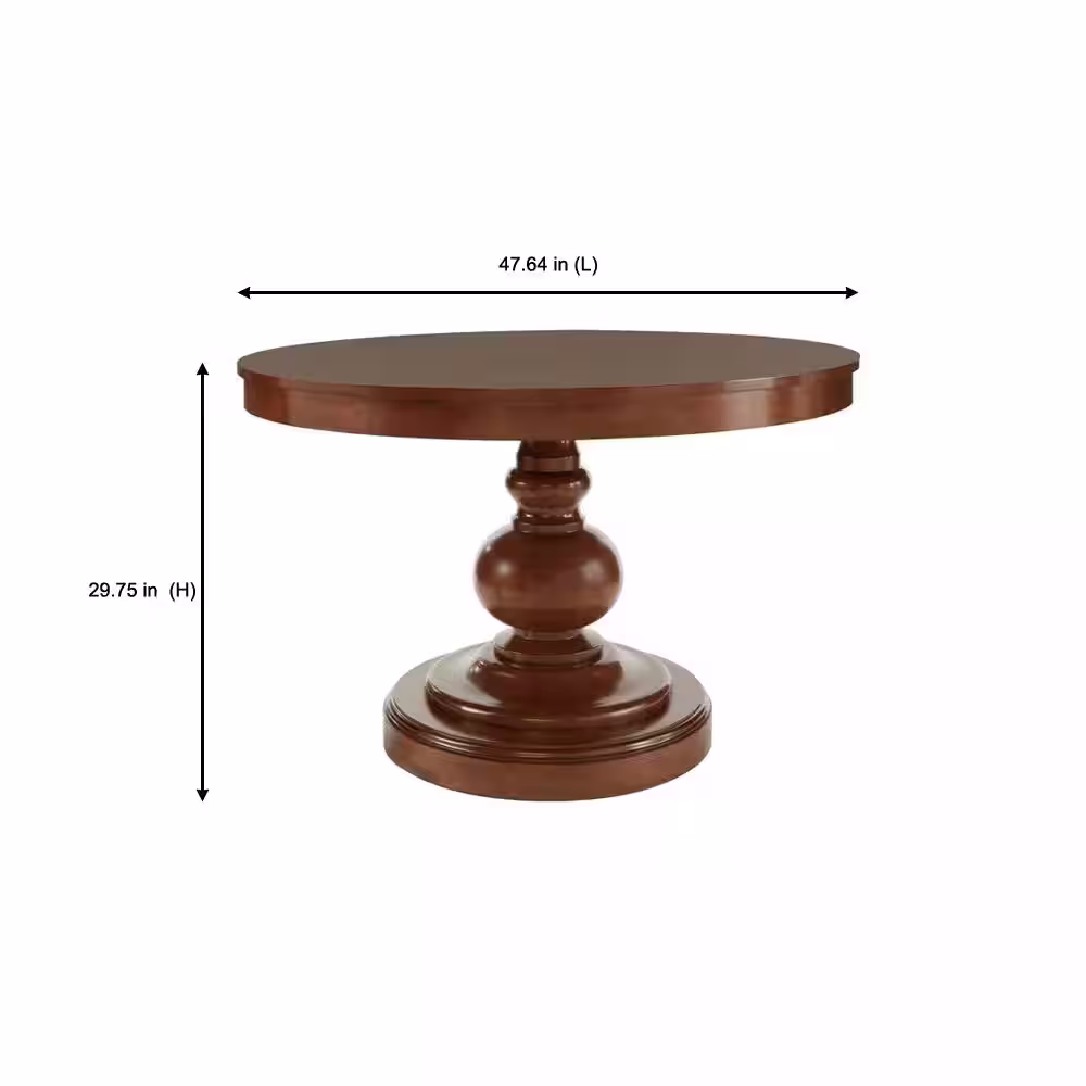Home Decorators Collection Greymont Walnut Brown Finish Round Pedestal Dining Table for 6 (47.6 in. L x 29.8 in. H)