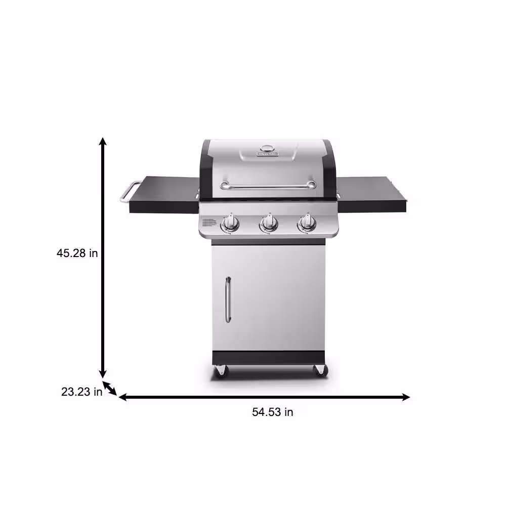 Dyna-Glo Premier 3-Burner Propane Gas Grill in Stainless Steel with Folding Side Tables