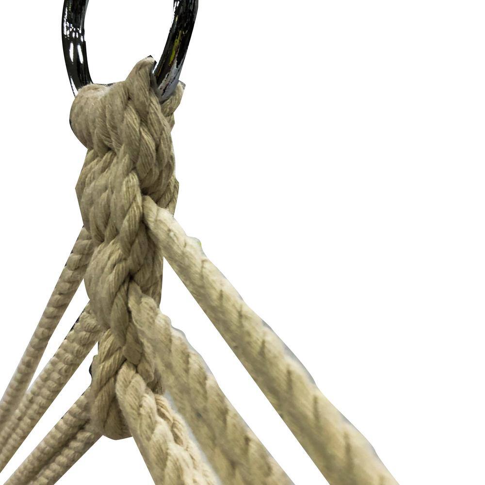 None 2.5 ft. Hammock Chair with Wooden Armrests in Yellow with Grey