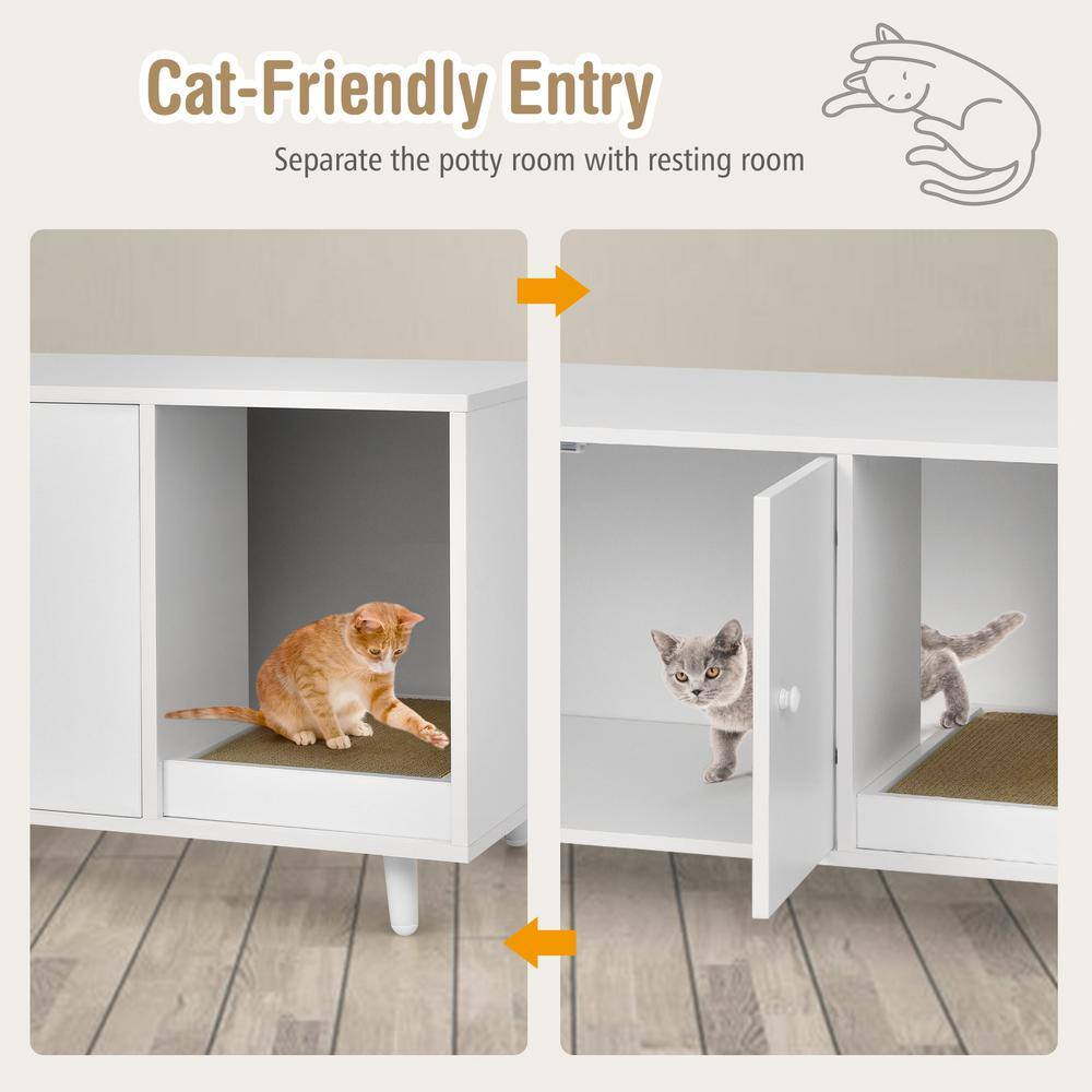 None 35 1/2 in. x 20 in. MDF Cat Litter Box Enclosure in White