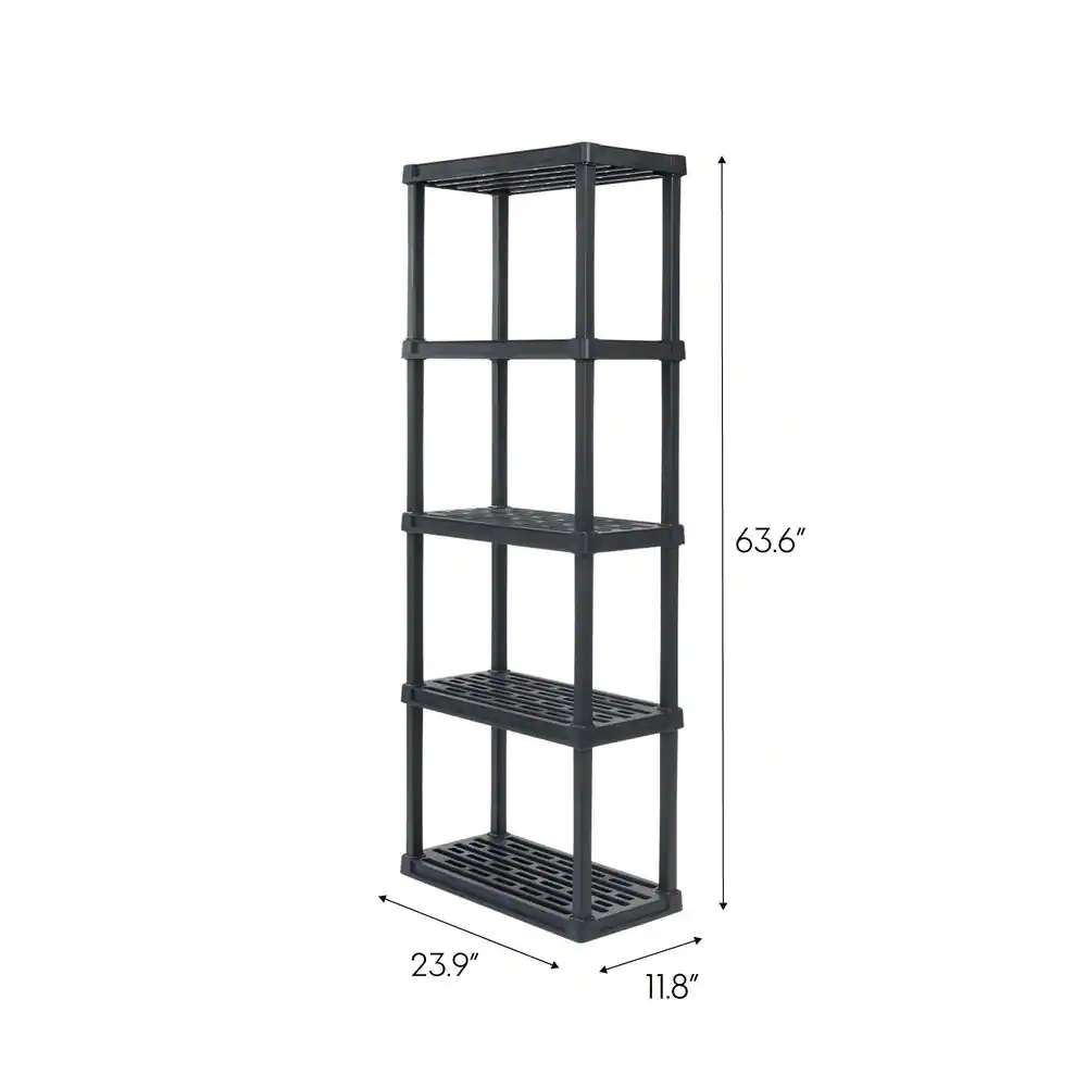 IRIS Plastic Rack Shelf with 5-Medium Shelves, Black