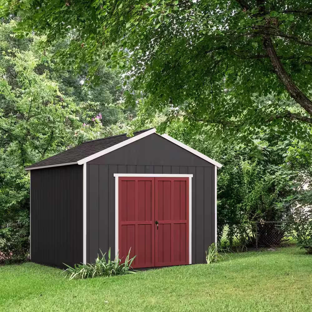 Handy Home Products Professionally Installed All Weather High Wind 145 10 ft. W x 8 ft. Wood Shed- Driftwood Grey Shingles (80 sq. ft.)