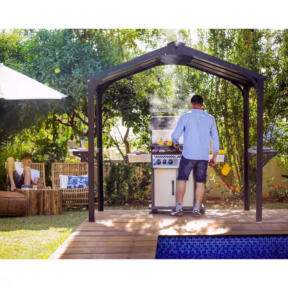 CANOPIA by PALRAM Austin 6 ft. x 8 ft. Black/Gray Opaque BBQ Garden Gazebo