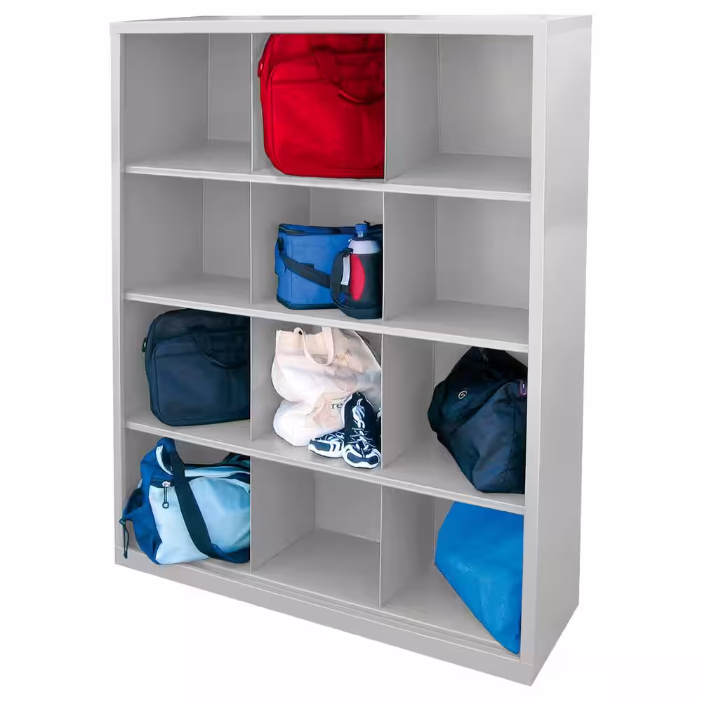 None Steel 12-Cube Organizer in Dove Gray (66 in. H x 46 in. W x 18 in. D)