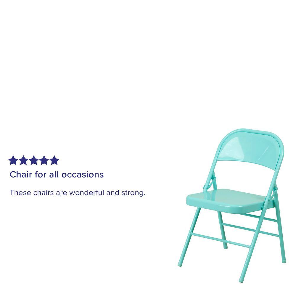 Flash Furniture Tantalizing Teal Metal Folding Chair (4-Pack)