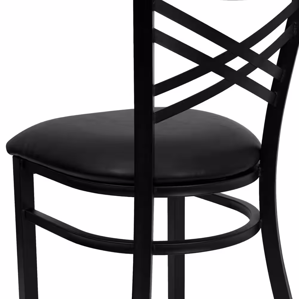Flash Furniture Hercules Series Black X Back Metal Restaurant Chair with Black Vinyl Seat