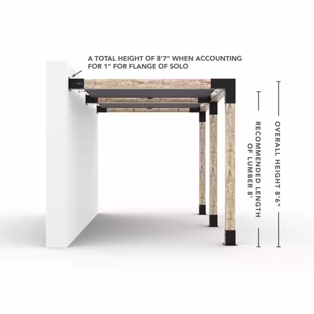 TOJA GRID 8 ft. L x 20 ft. W Double Wall Mount Pergola Kit with 2 White Shade Sails, 6x6 Wood