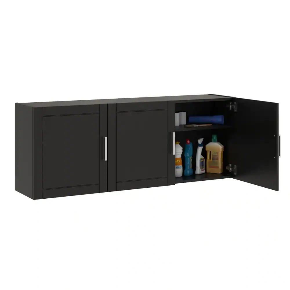 Ameriwood Home Wood 2-Shelf Wall Mounted Garage Cabinet in Black (54 in W x 20 in H x 12 in D)