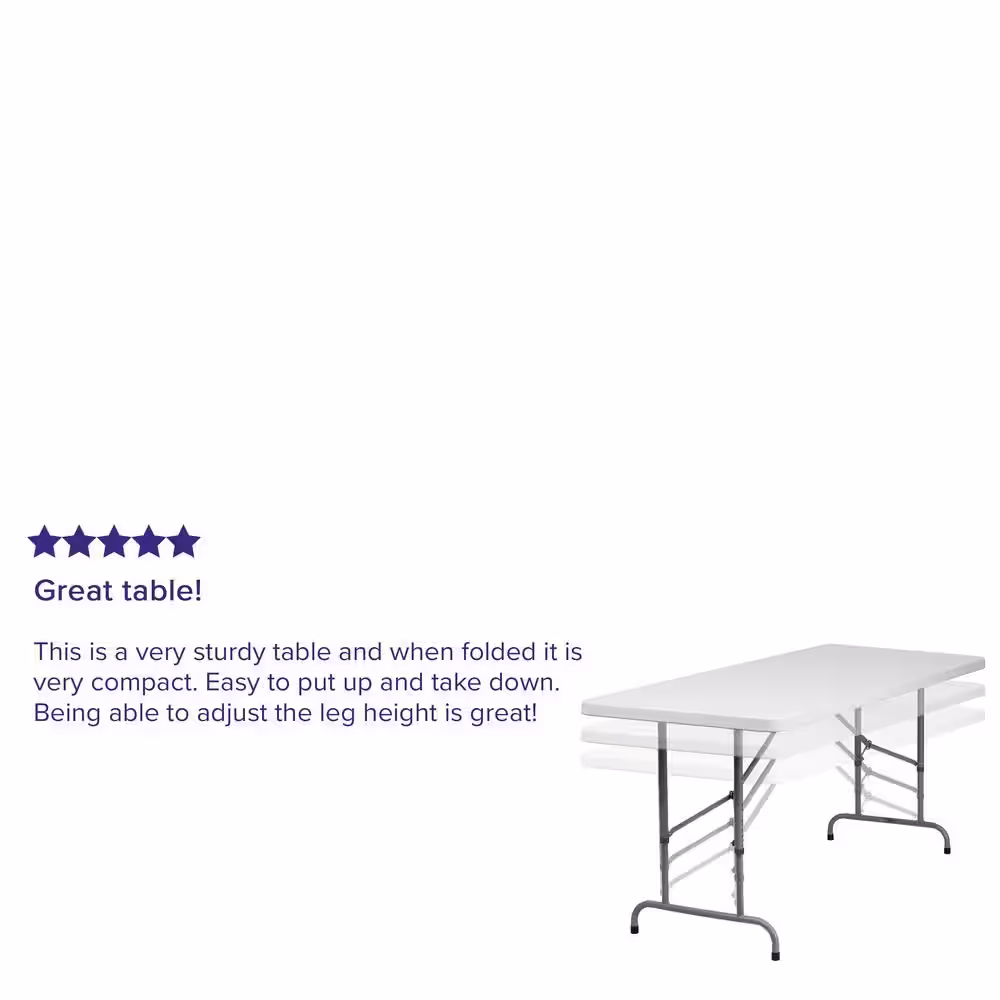 Carnegy Avenue 72 in. Granite White Plastic Tabletop Metal Frame Folding Table