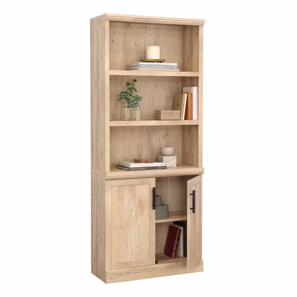 SAUDER Aspen Post 29.291 in. Wide Prime Oak 5-Shelf Standard Bookcase with Doors
